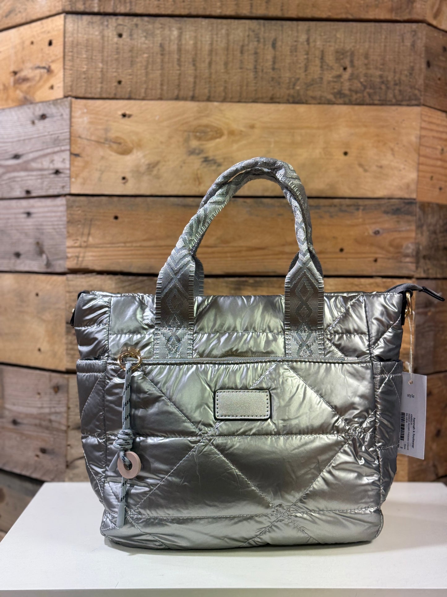 hannah k - 'Amber' Silver Metallic Padded Handbag