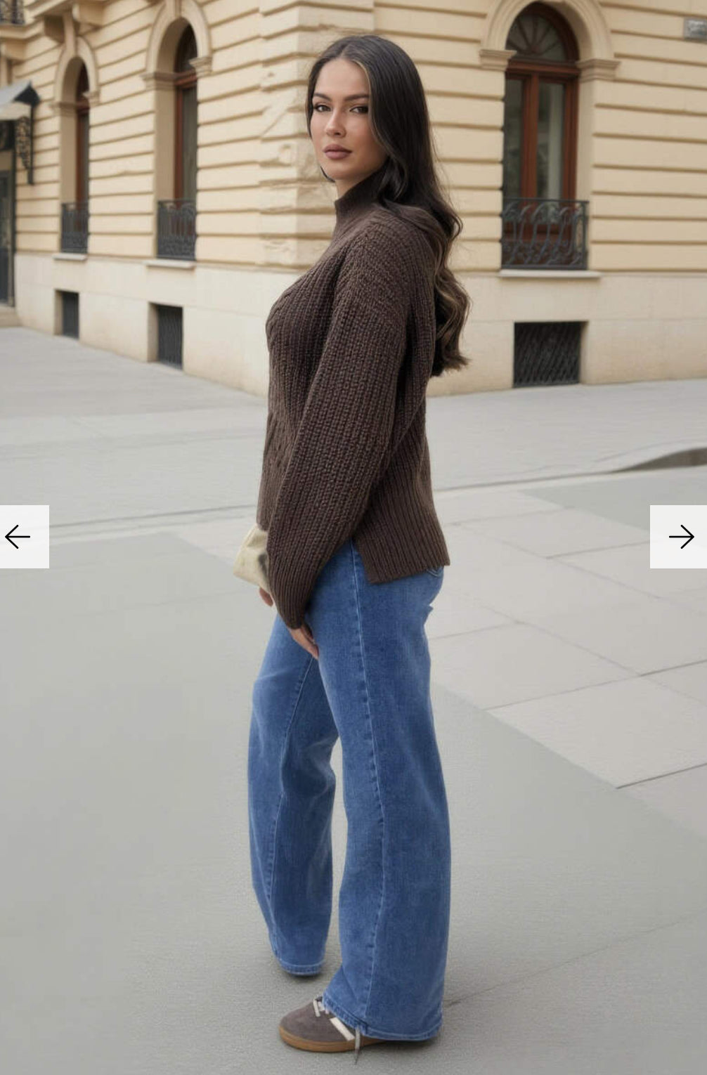 AX Paris - Chocolate Mock Neck Cable Knit Jumper