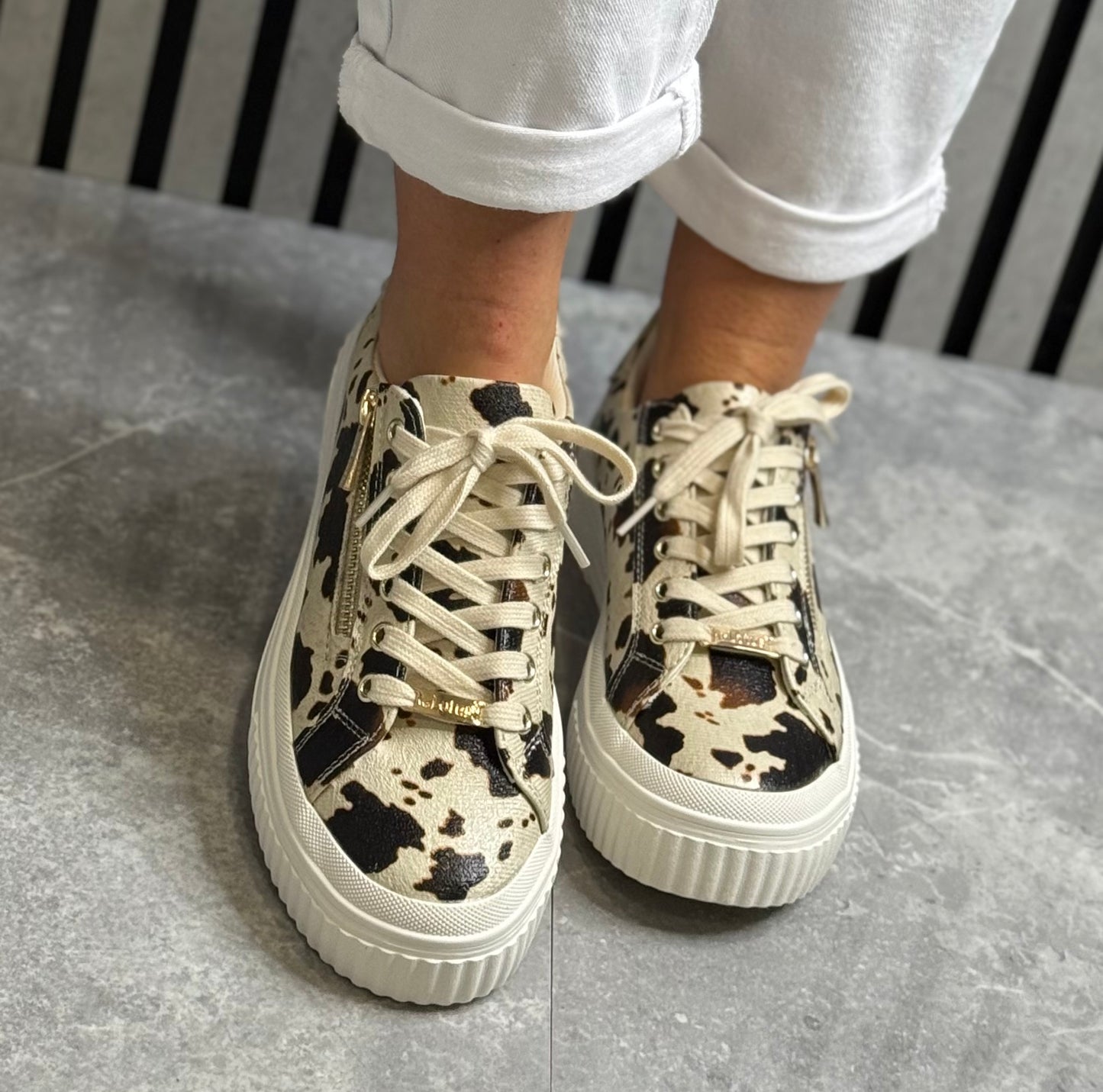 Lotus - 'Alexa' Cow Print Trainer