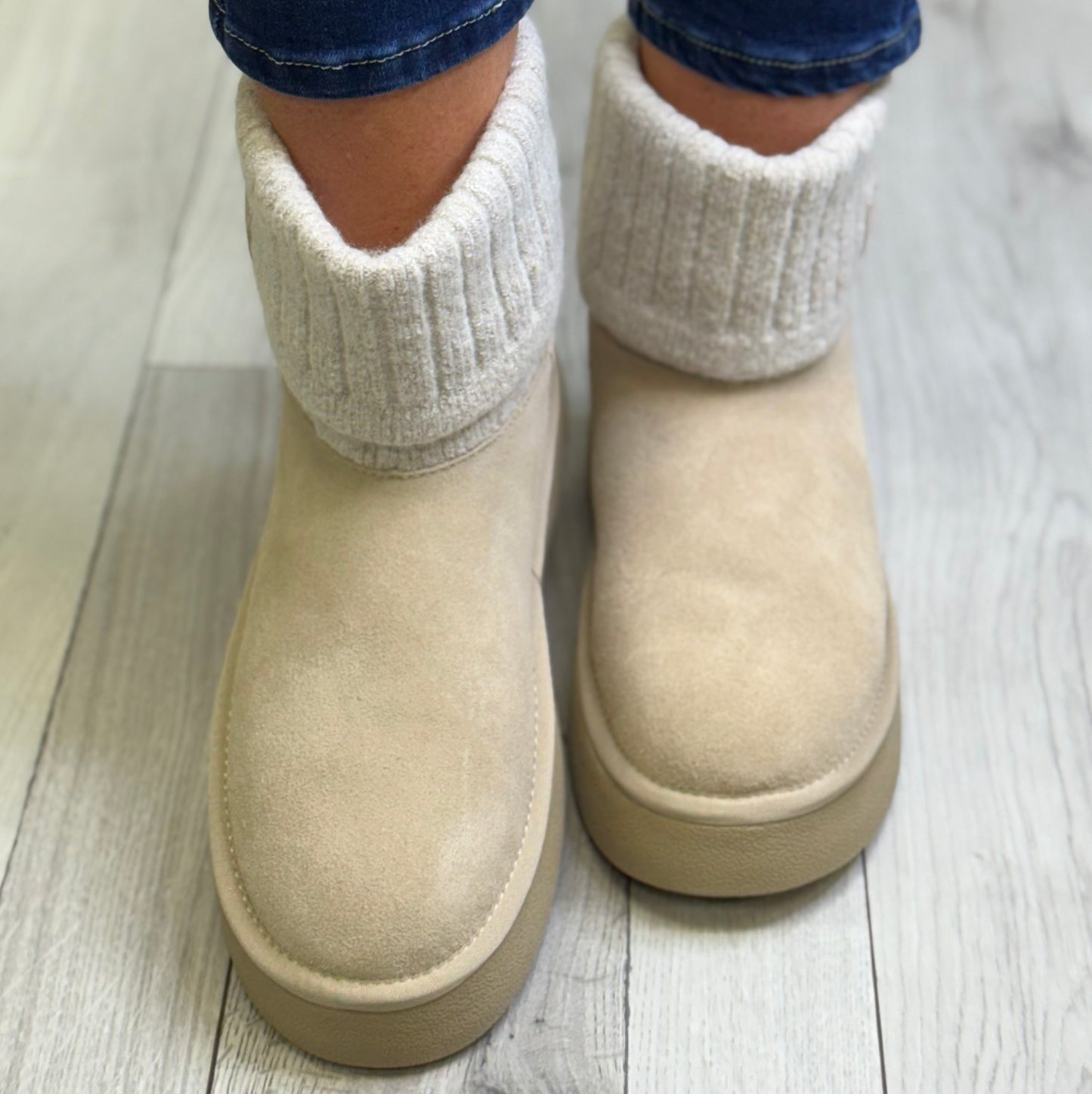 Bagatt- Stone Suede Cuffed Ankle Boot