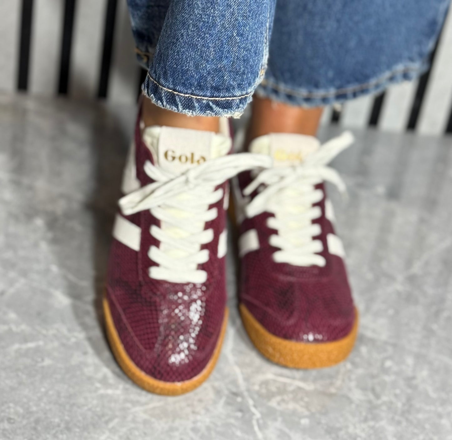 Gola - ‘Elan Serpent' Windsor Wine/Off White Trainer