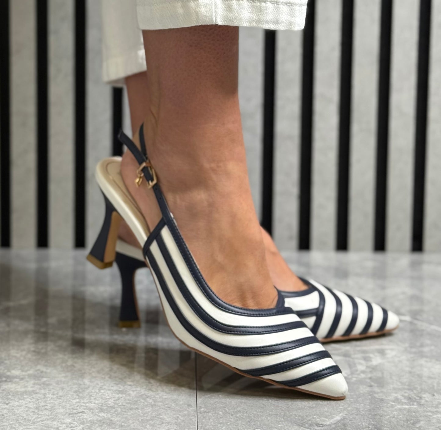 Una Healy - 'Holiday Road' Midnight Stripe Slingback Heel