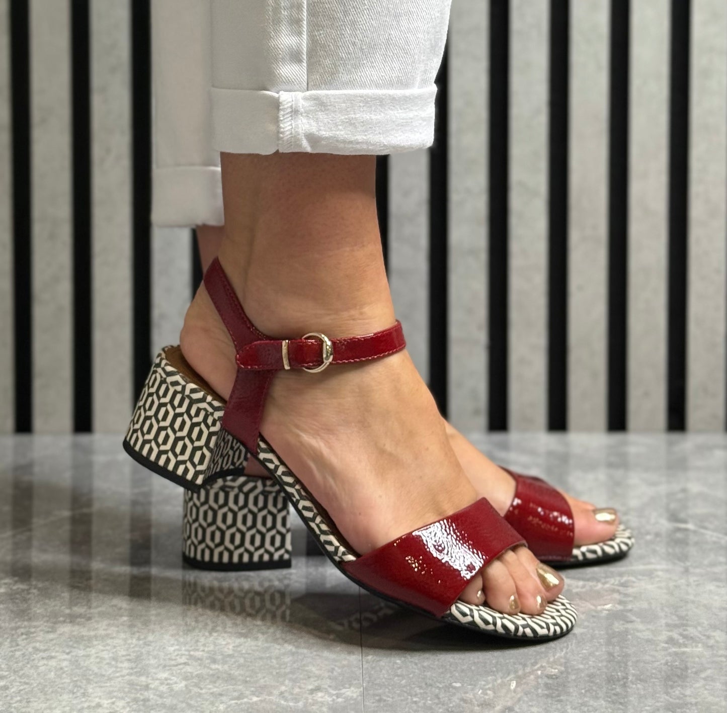 Tamaris - Red Combo Block Heel Sandal