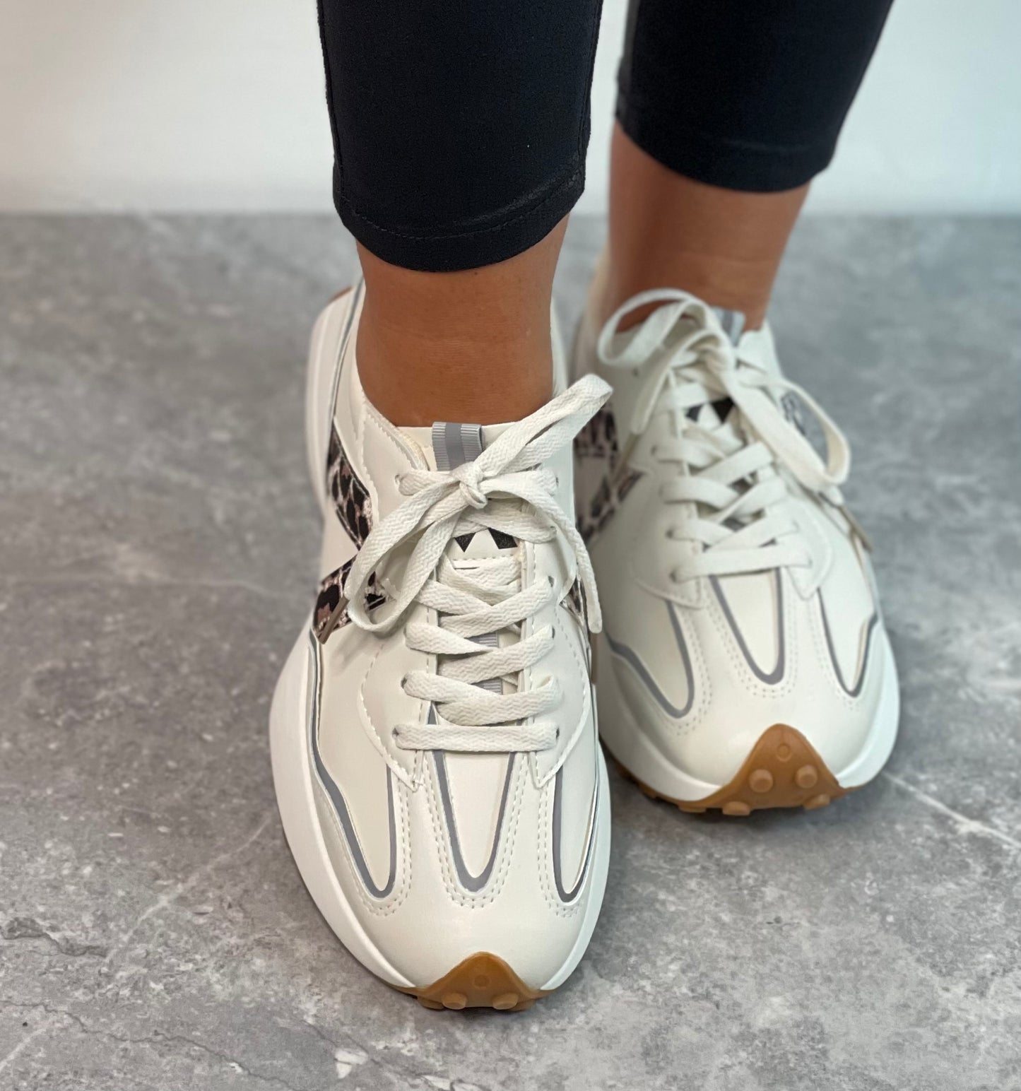 Hannah k - Cream Leopard Detail Trainer