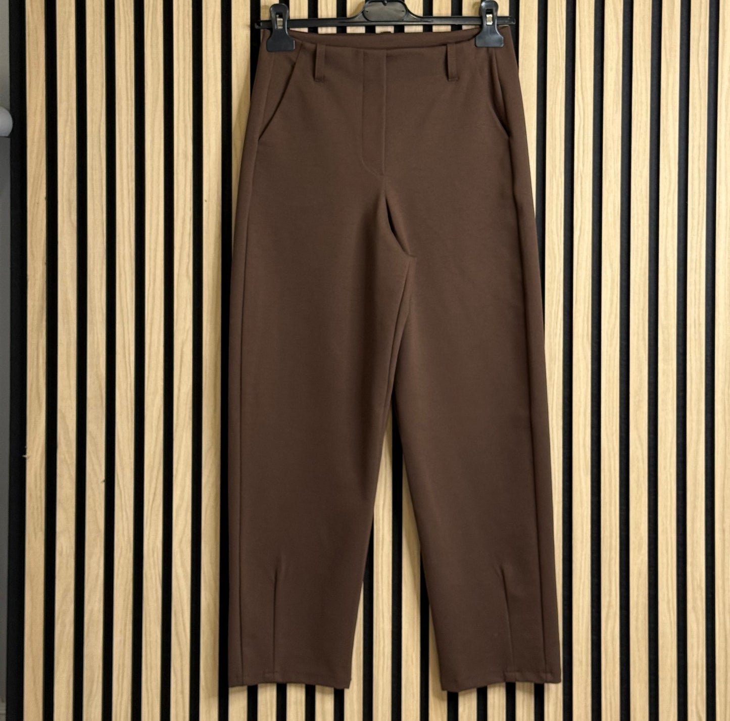 Brown Pintuck 7/8 Trouser