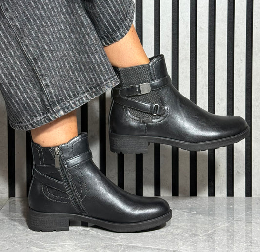 Tamaris - Black Strap Detail Chelsea Boot