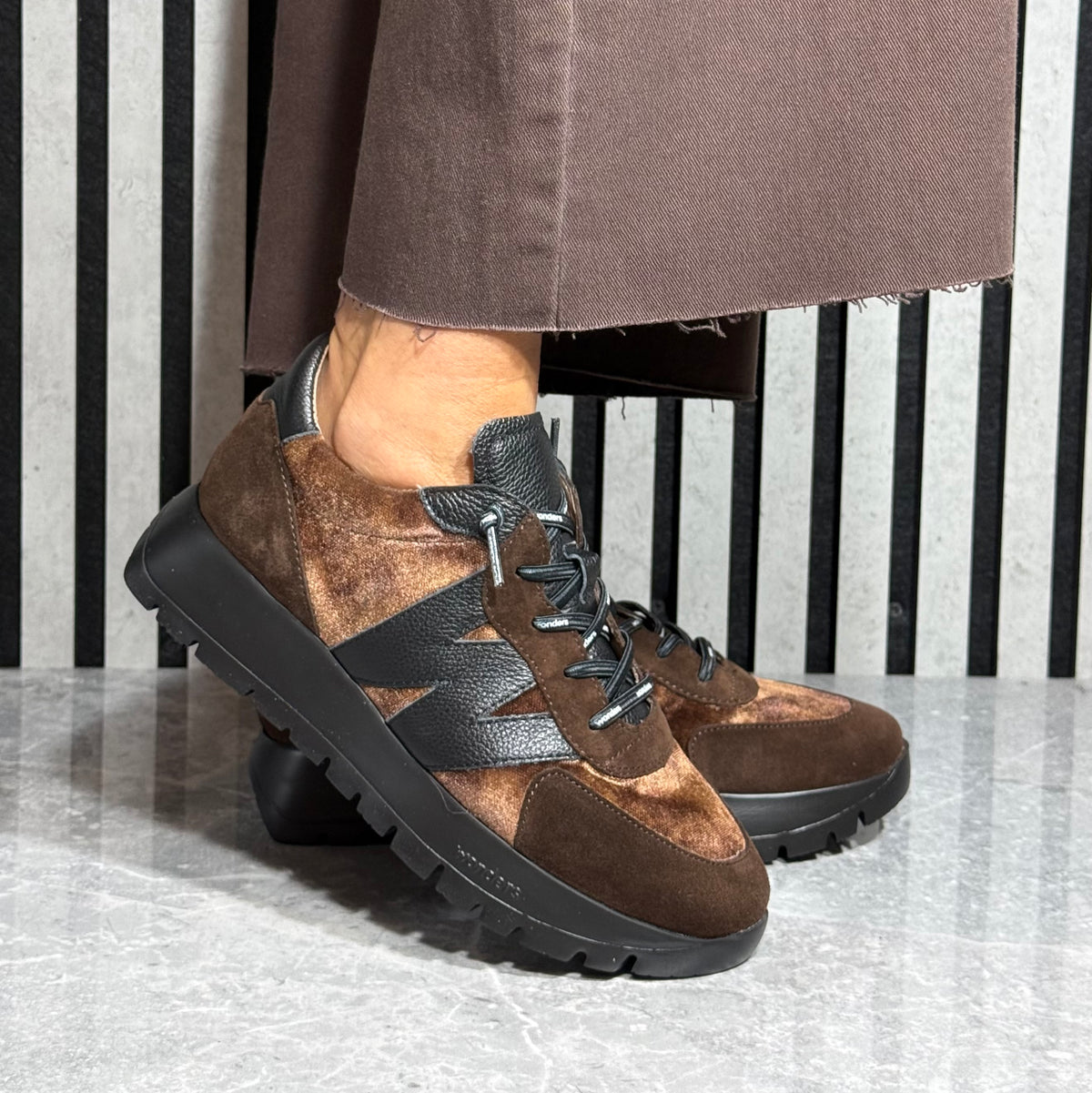 Wonders - A-24111 Brown Combo Suede Trainer (Testa/Marron)