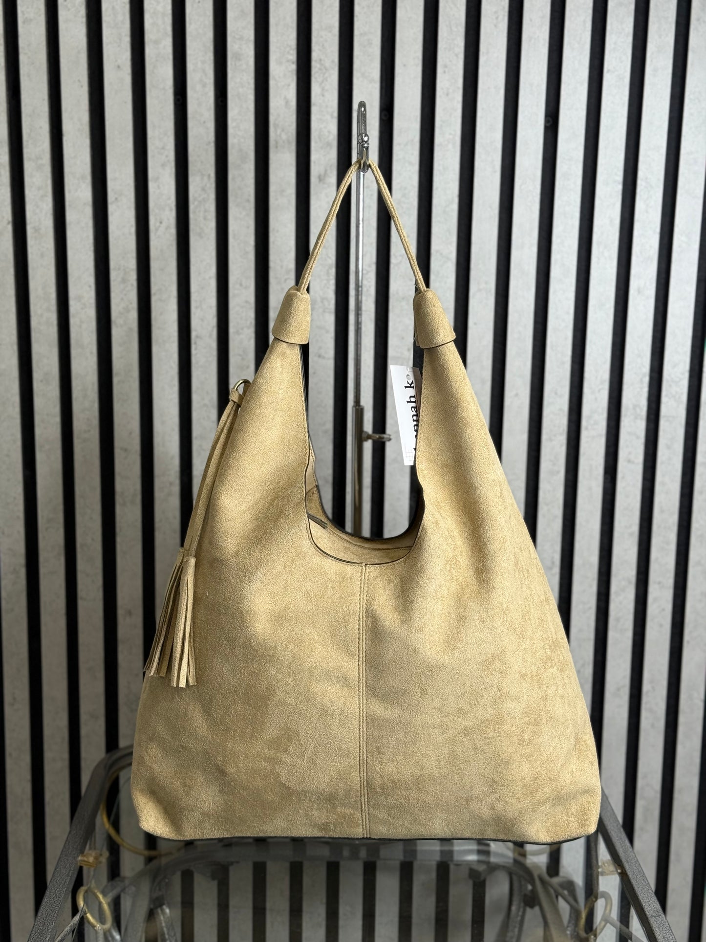 hannah k - 'Amy' Camel 2 PC Faux Suede Shoulder Bag