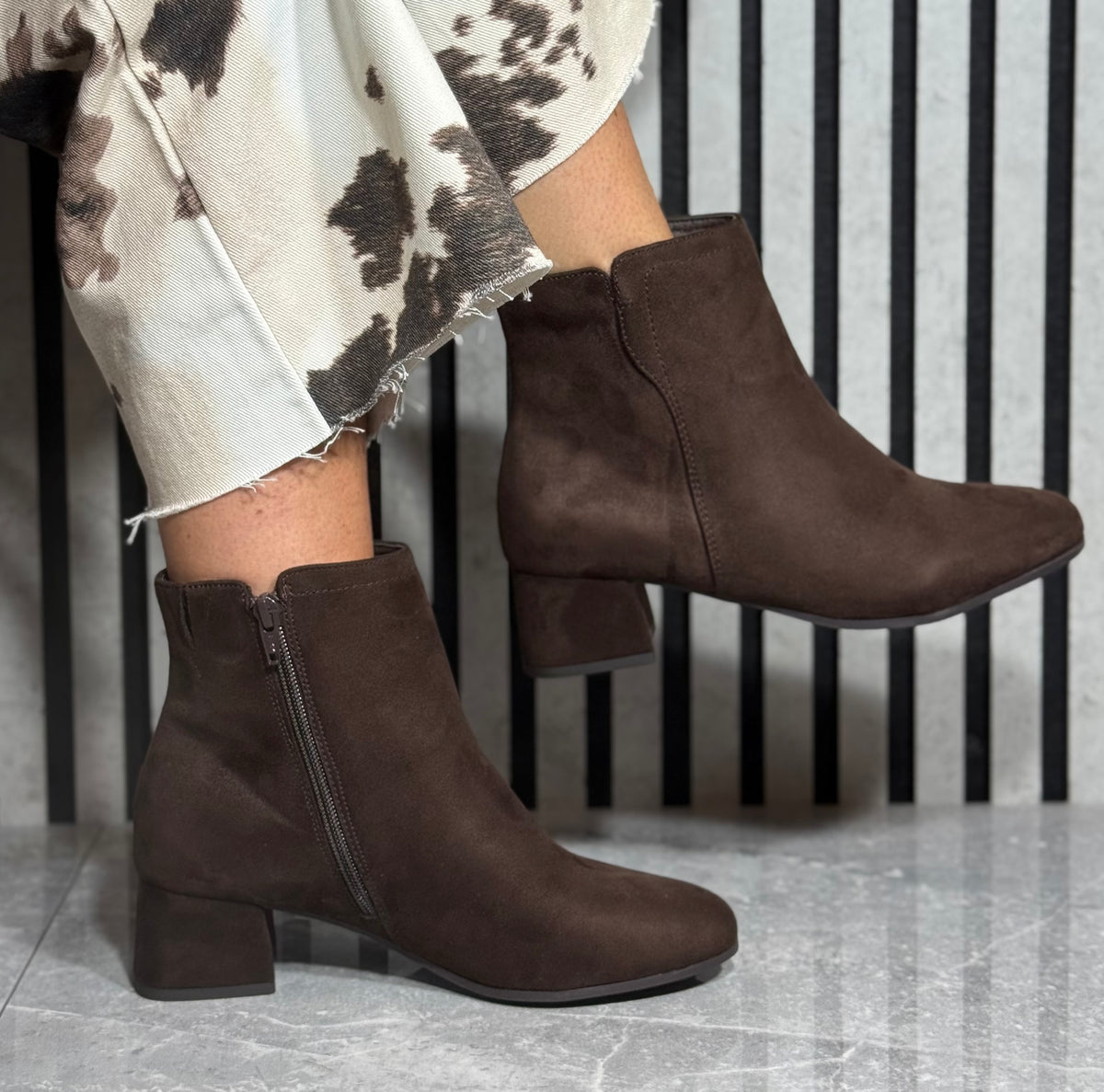 Jana -  Mocca Faux Suede Ankle Boot