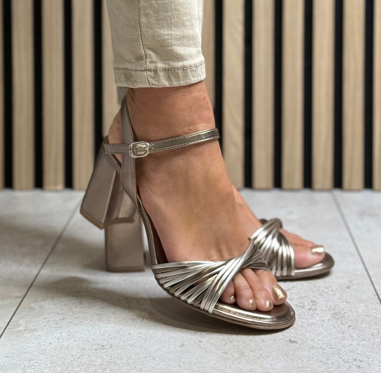 Tamaris - Bronze Combo Block Heel Sandal