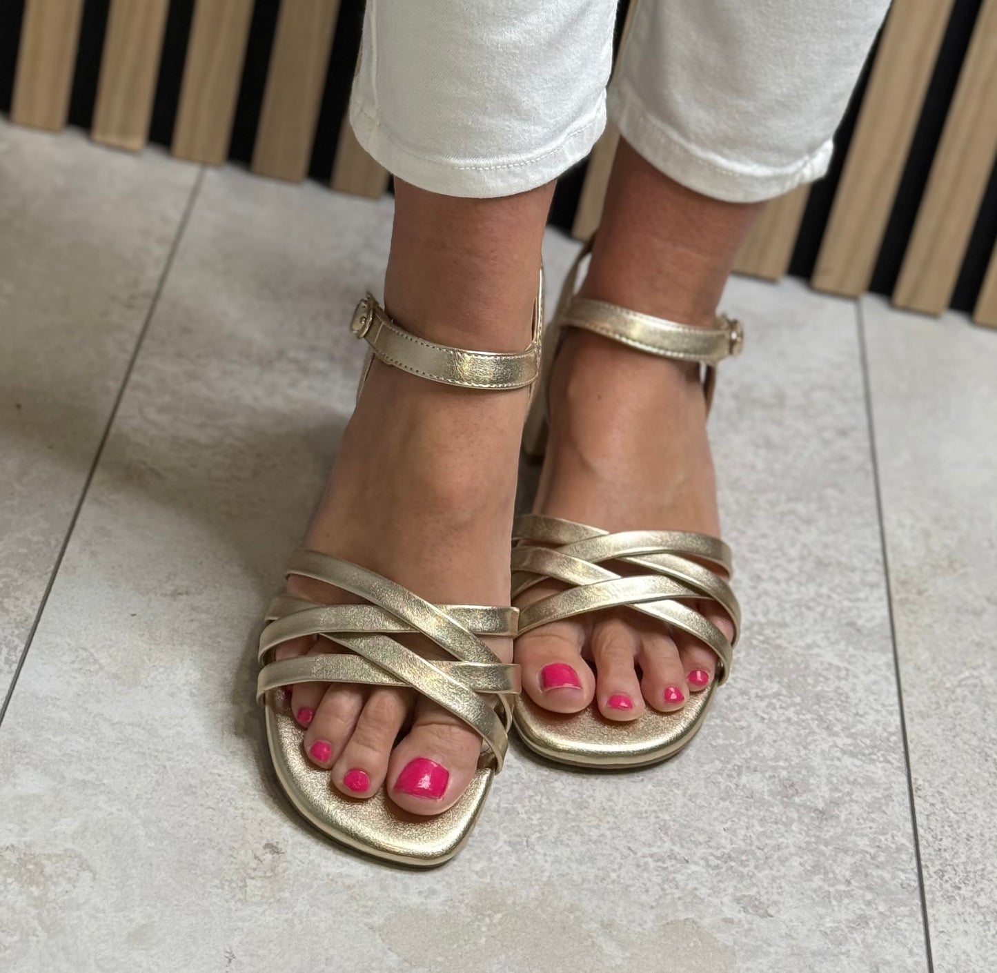 Jana - Gold Strap Sandal