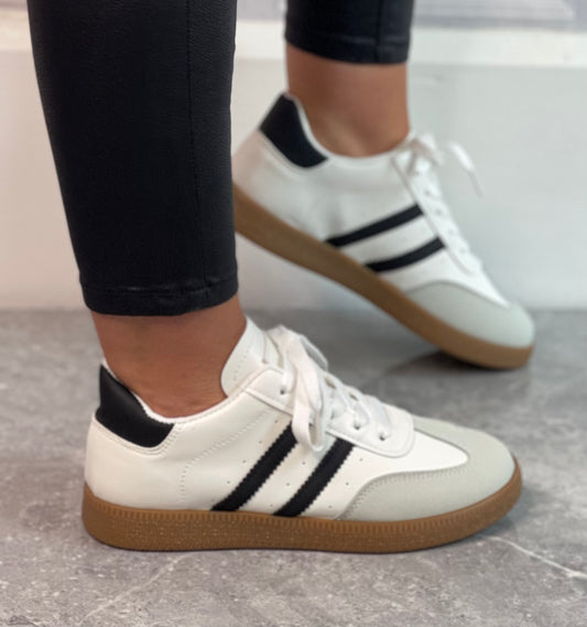 Hannah k - White Side Stripe Trainer