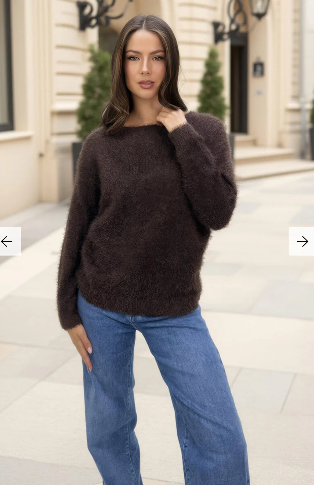 AX Paris - Chocolate Fluffy Knit Twist Detail Jumper