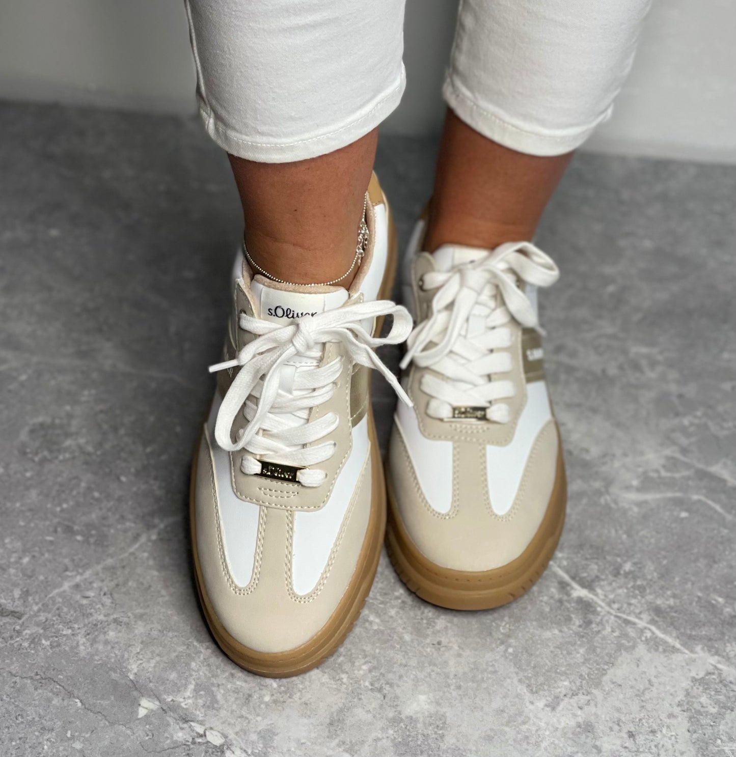 S Oliver - Cream Combo Gum Sole Trainer