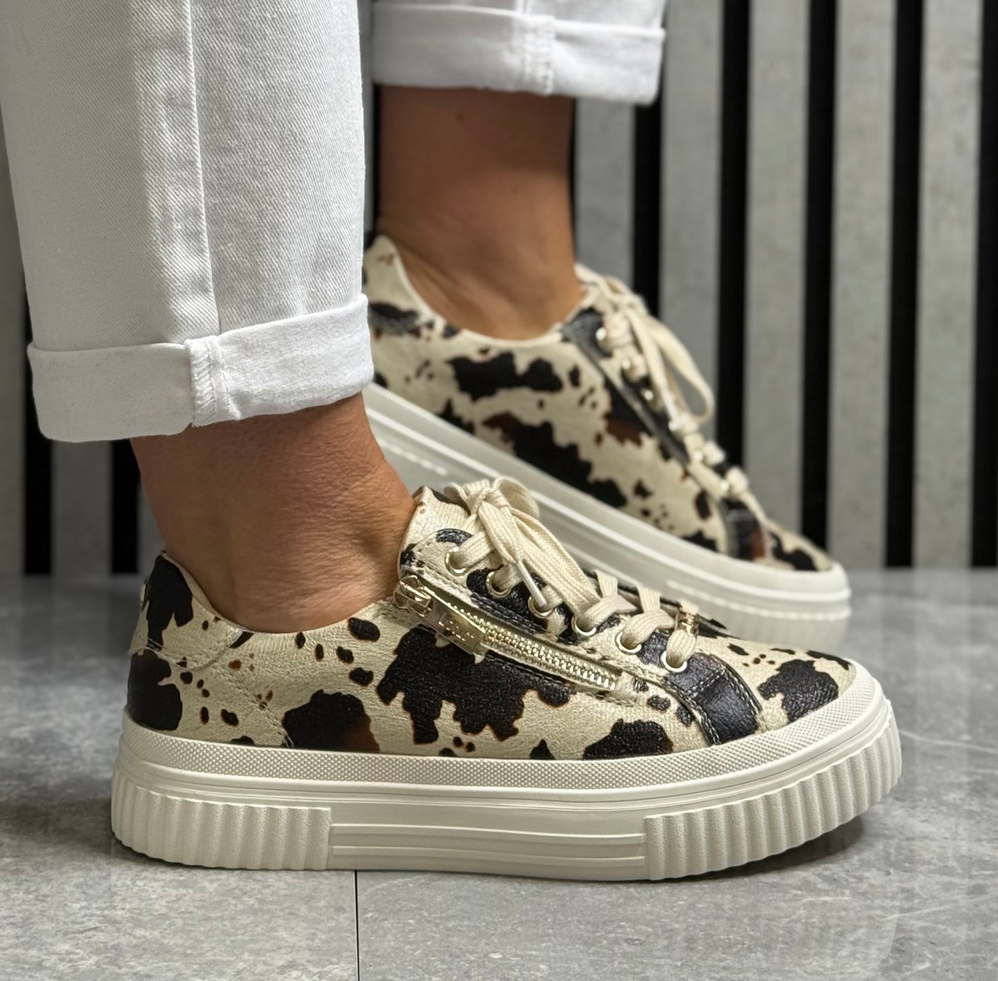 Lotus - 'Alexa' Cow Print Trainer
