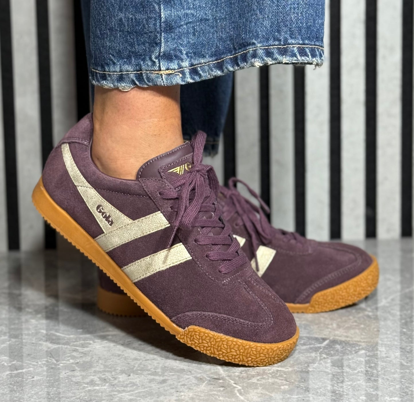 Gola - ‘Harrier Mirror' Cocoa/Gold/Gum Sole Trainer