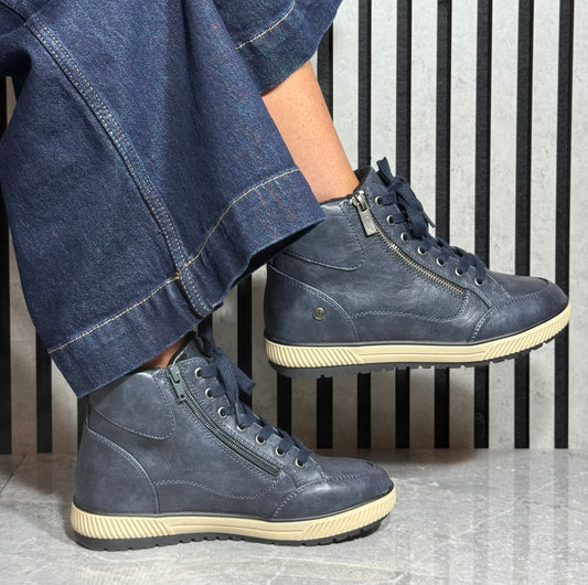 Lotus - 'Fleur' Navy Laced Ankle Boot