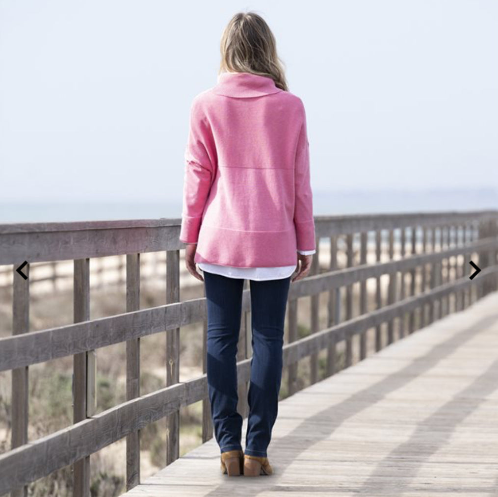 Marble - Pink Cowl Neck Ribbed Jumper