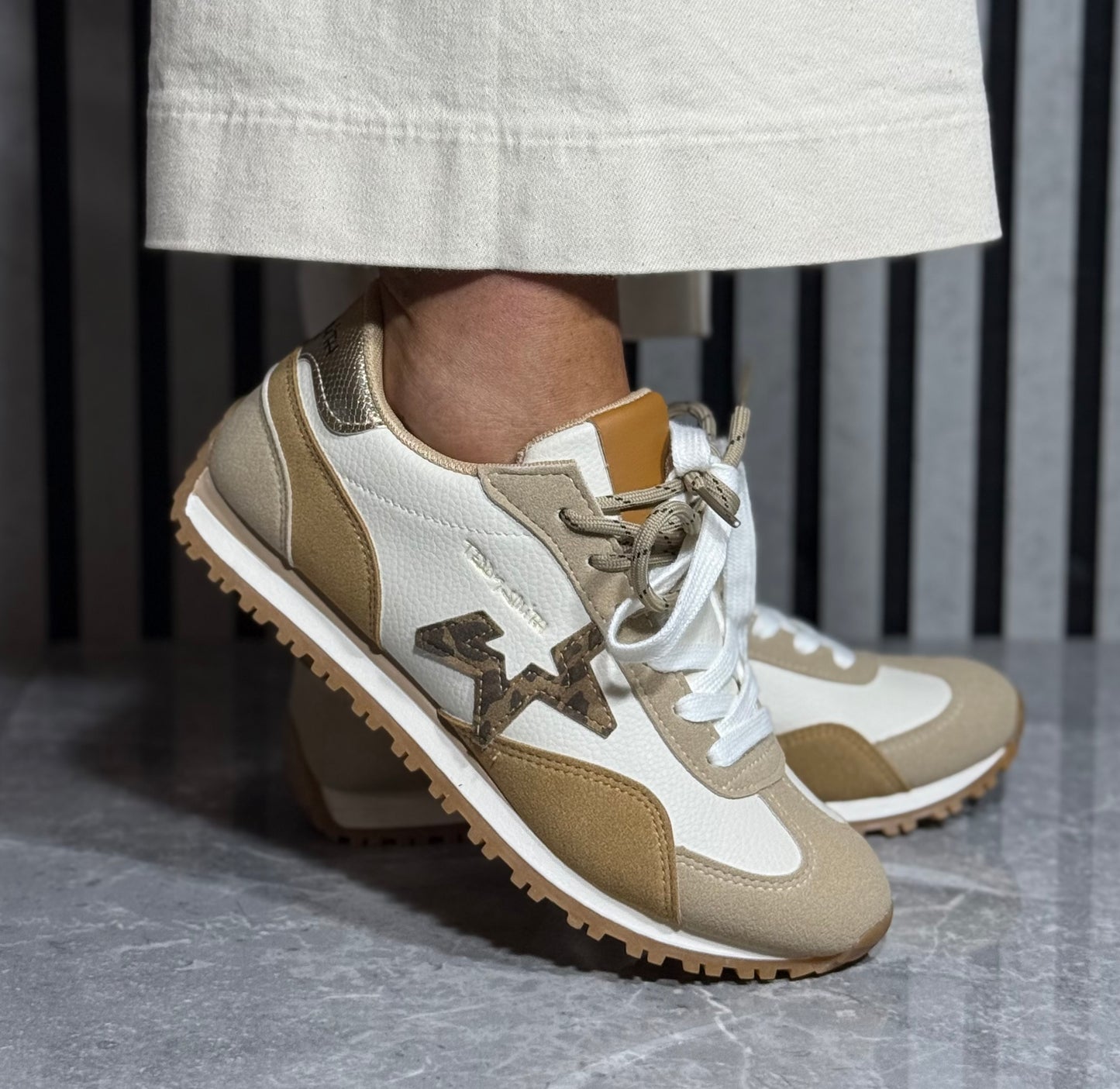 Teddy Smith - Beige/White Star Detail Trainer (121131)