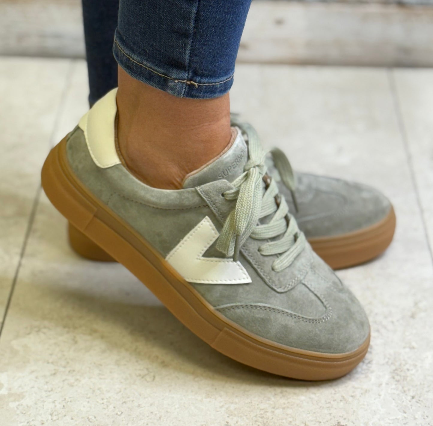 Drilleys- 'Ninety' Calming Green Trainer