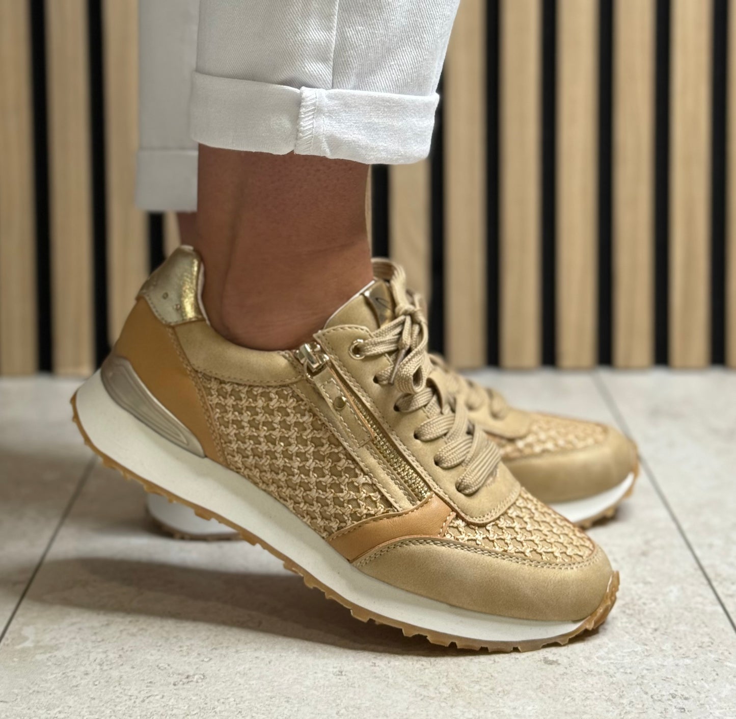 Lunar - 'Lara' Camel Woven Detail Trainer
