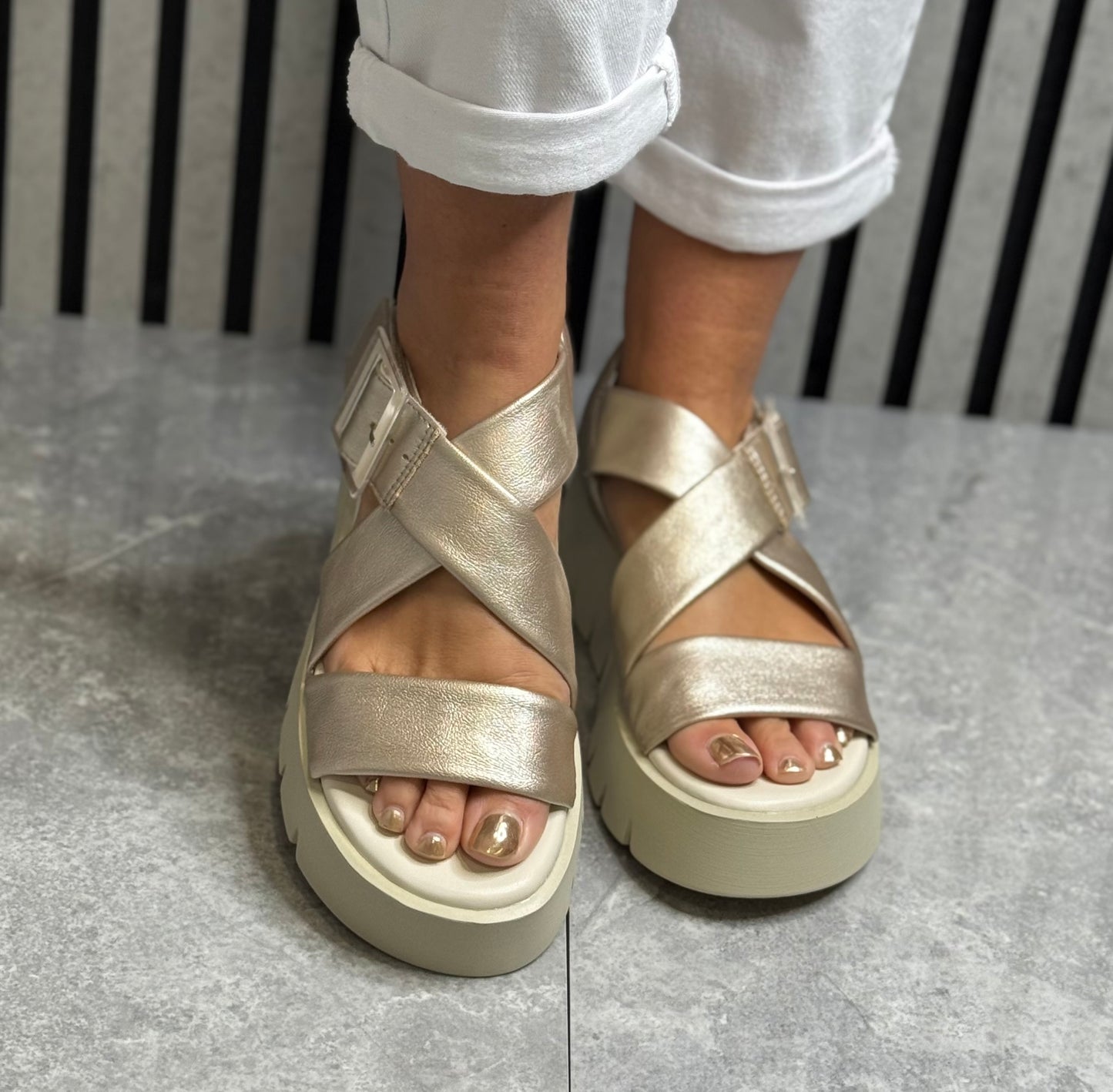 Marco Tozzi - Platinum Strap Platform Sandal