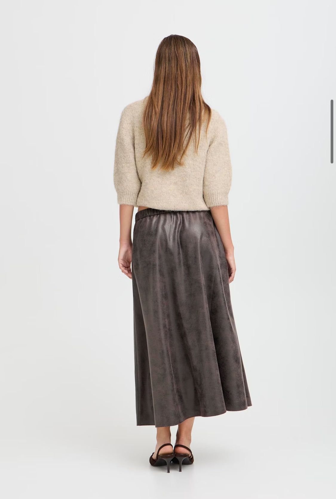 b.young - Charcoal Faux Leather Skirt