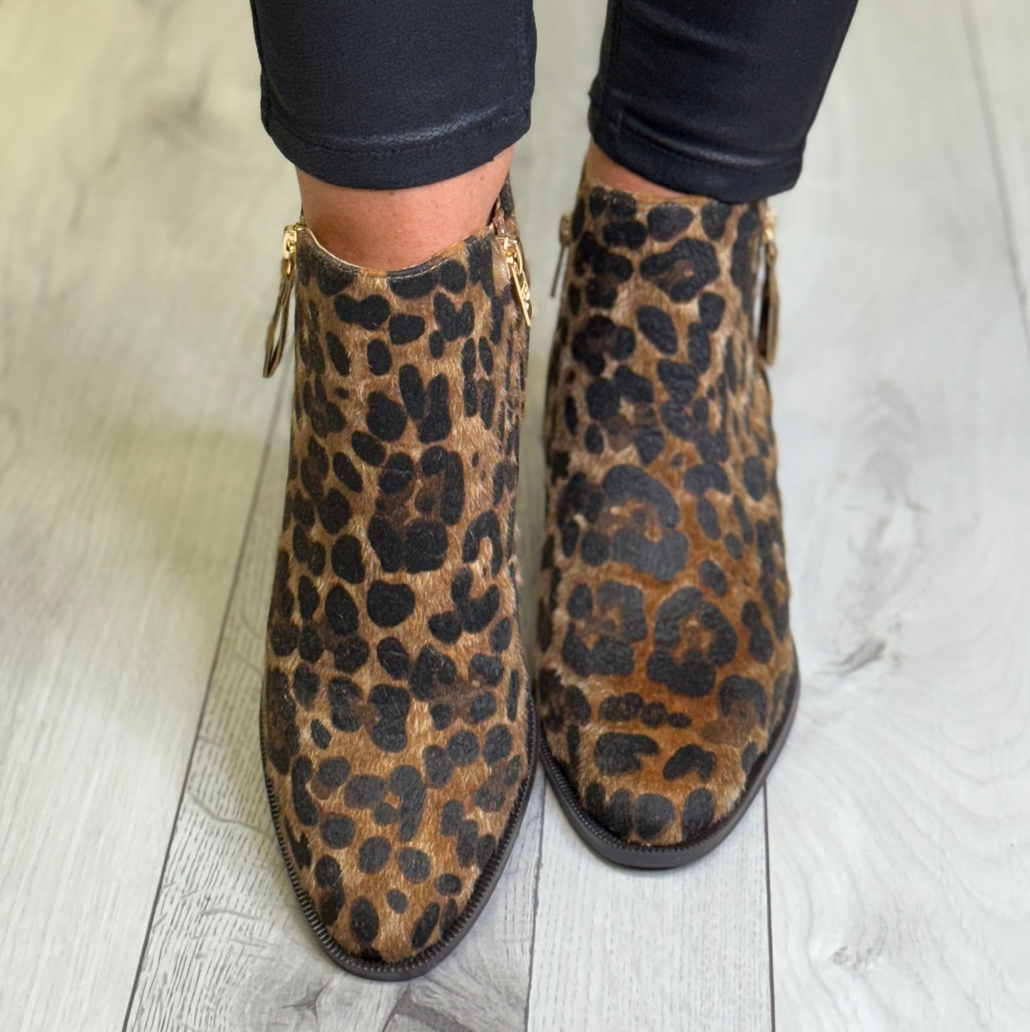 Xti - Leopard Faux Fur Block Heel Boot (144648)