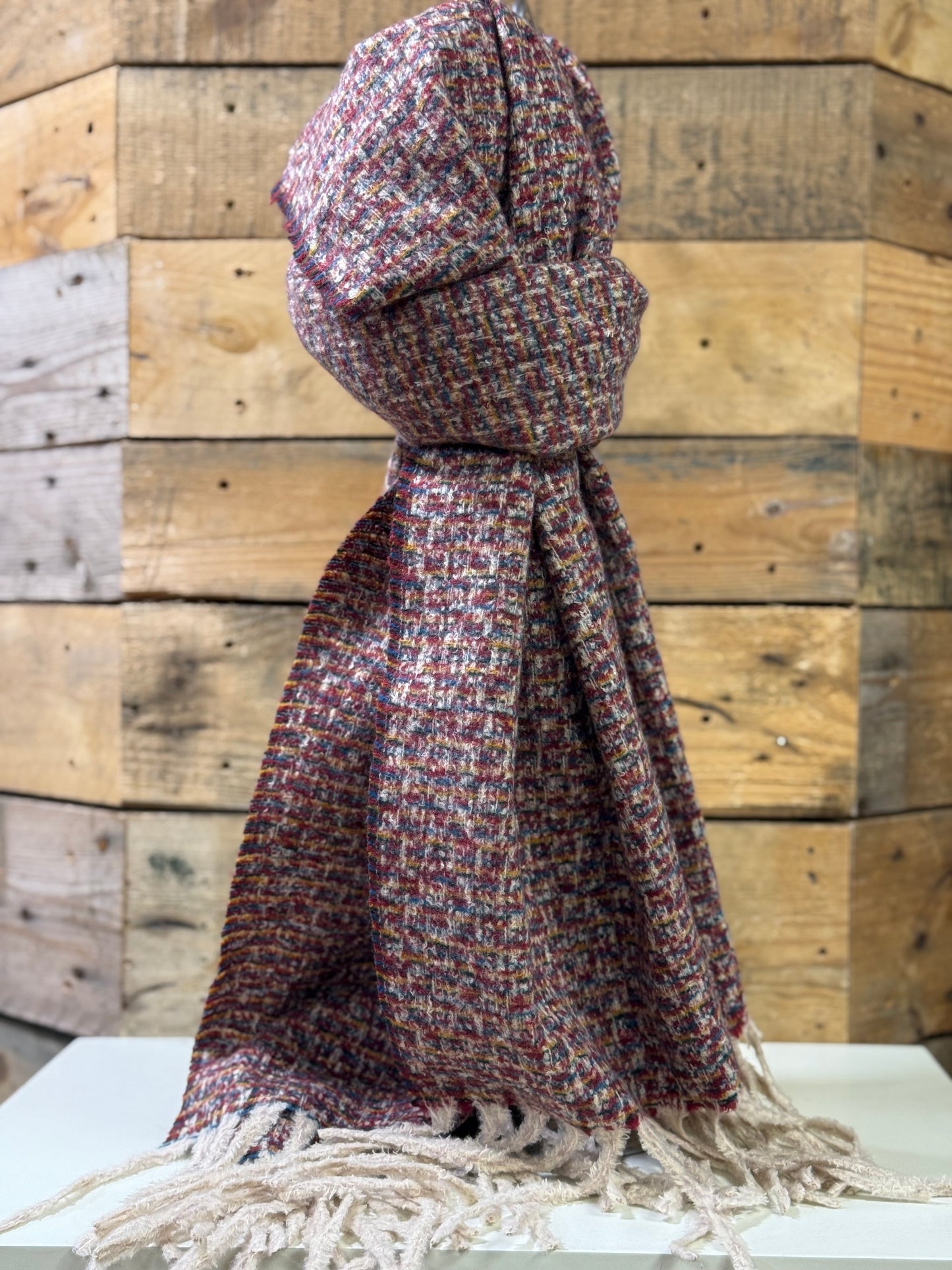 hannah k - Wine/Navy Combo Scarf
