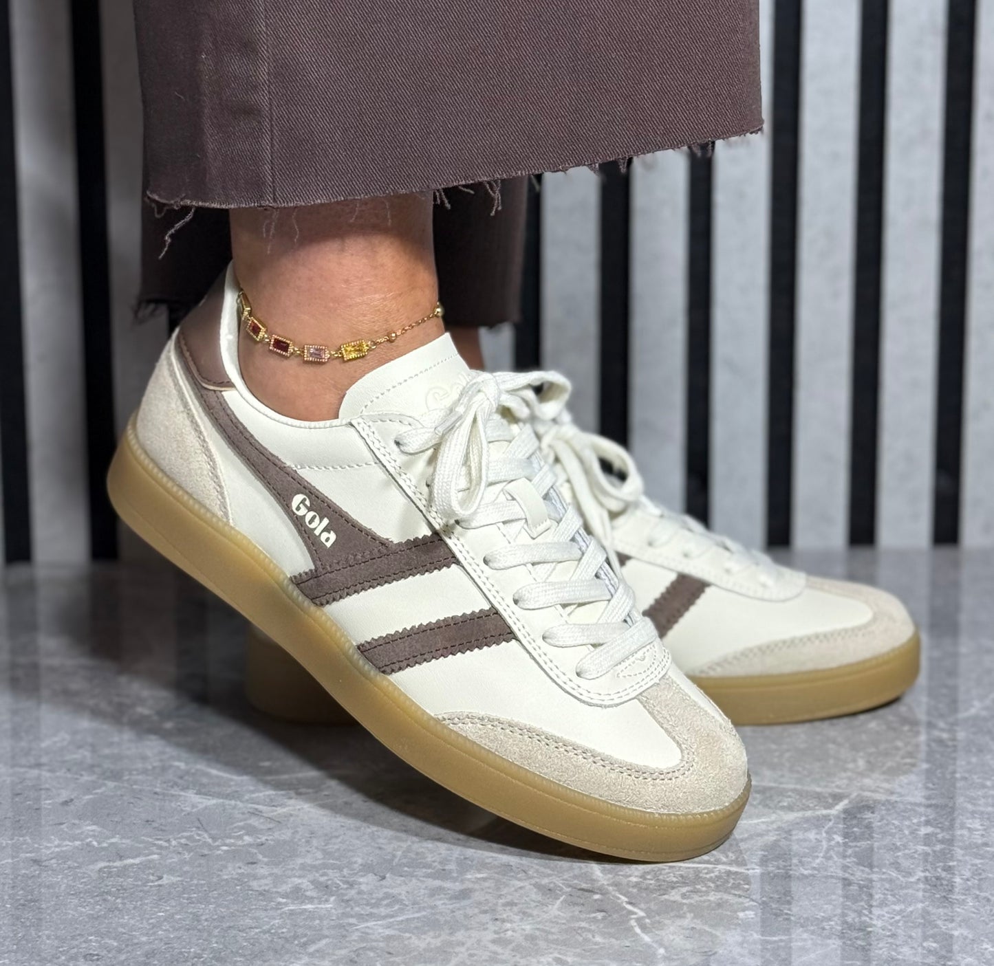 Gola - 'Viper Leather' Off White/Bone/Otter Gum Sole Trainer