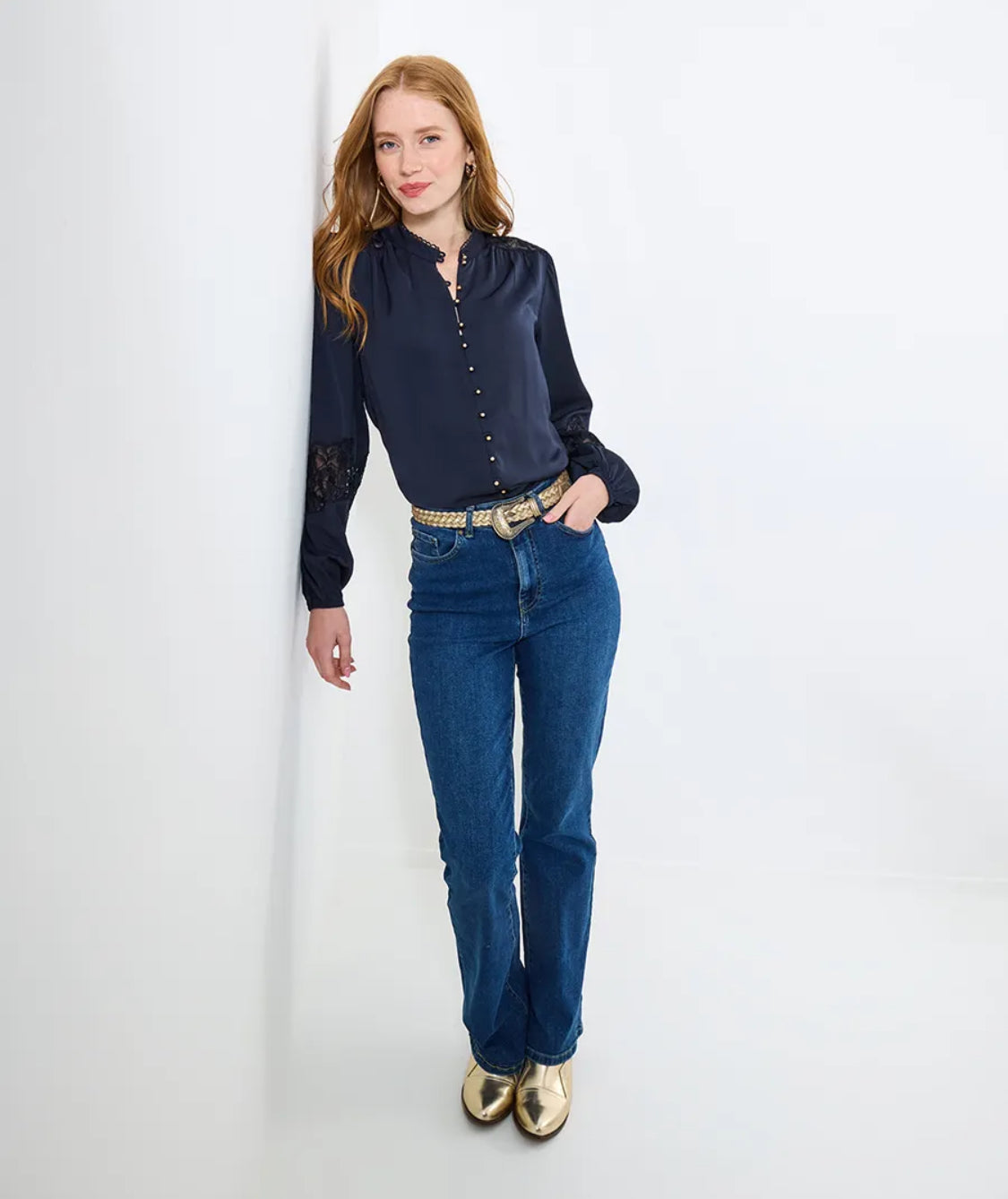 Joe Browns - 'Suzanna’ Navy Satin Blouse.