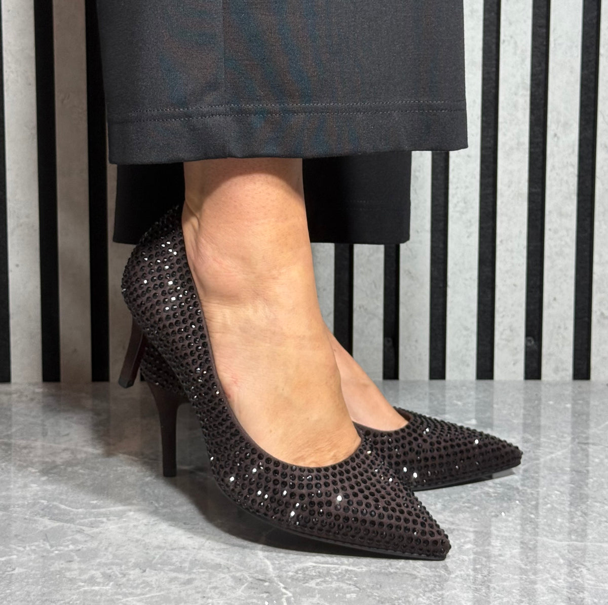 Tamaris - Mocca Glam Studded Detail Heel Shoe