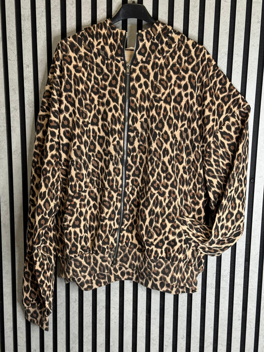 Animal Print Oversized Hooded Jacket