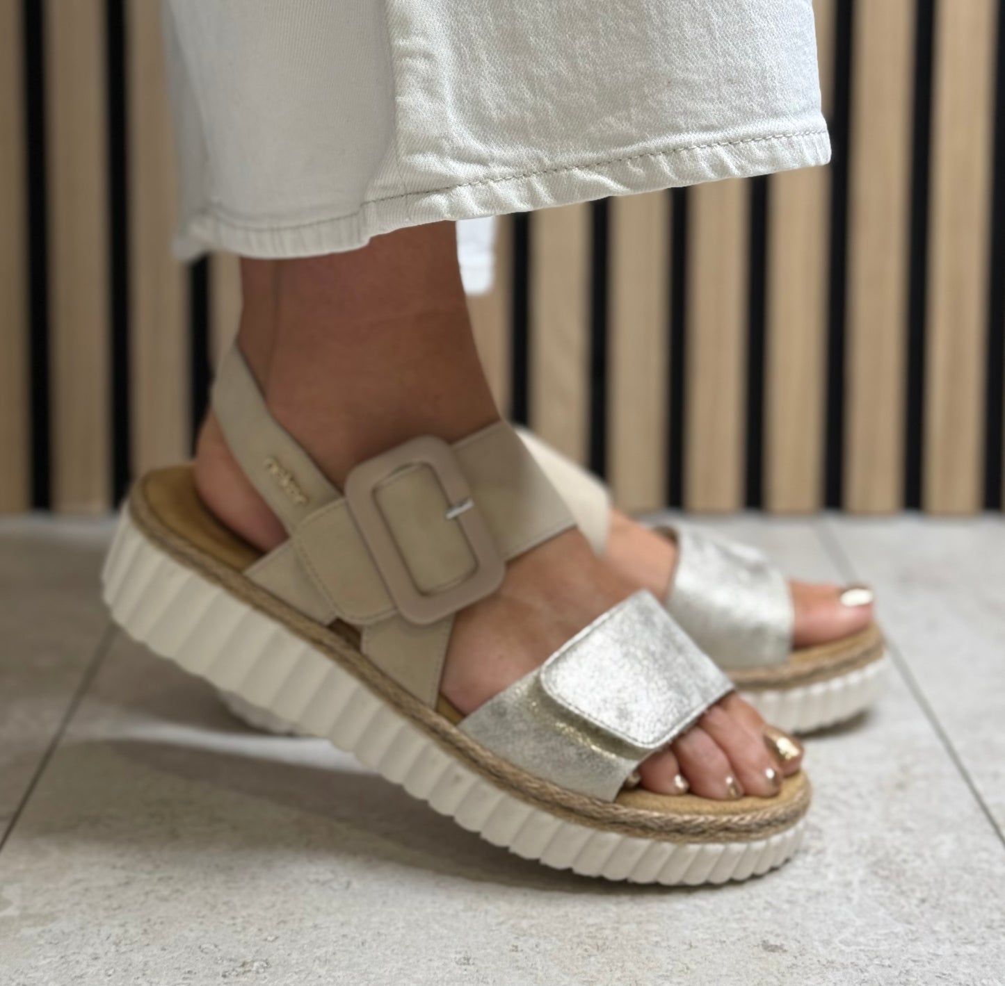 Rieker - Beige/Gold Detail Sandal