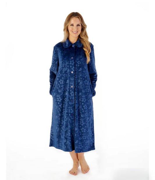 Slenderella -  Embossed Crystal Fleece Button Housecoat