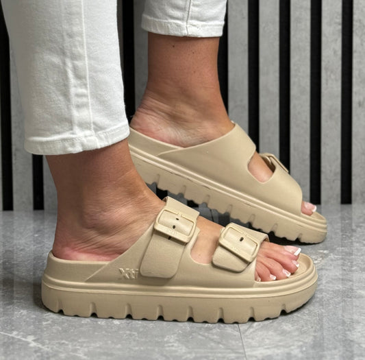 Xti - Beige Double Strap Slider (142550)