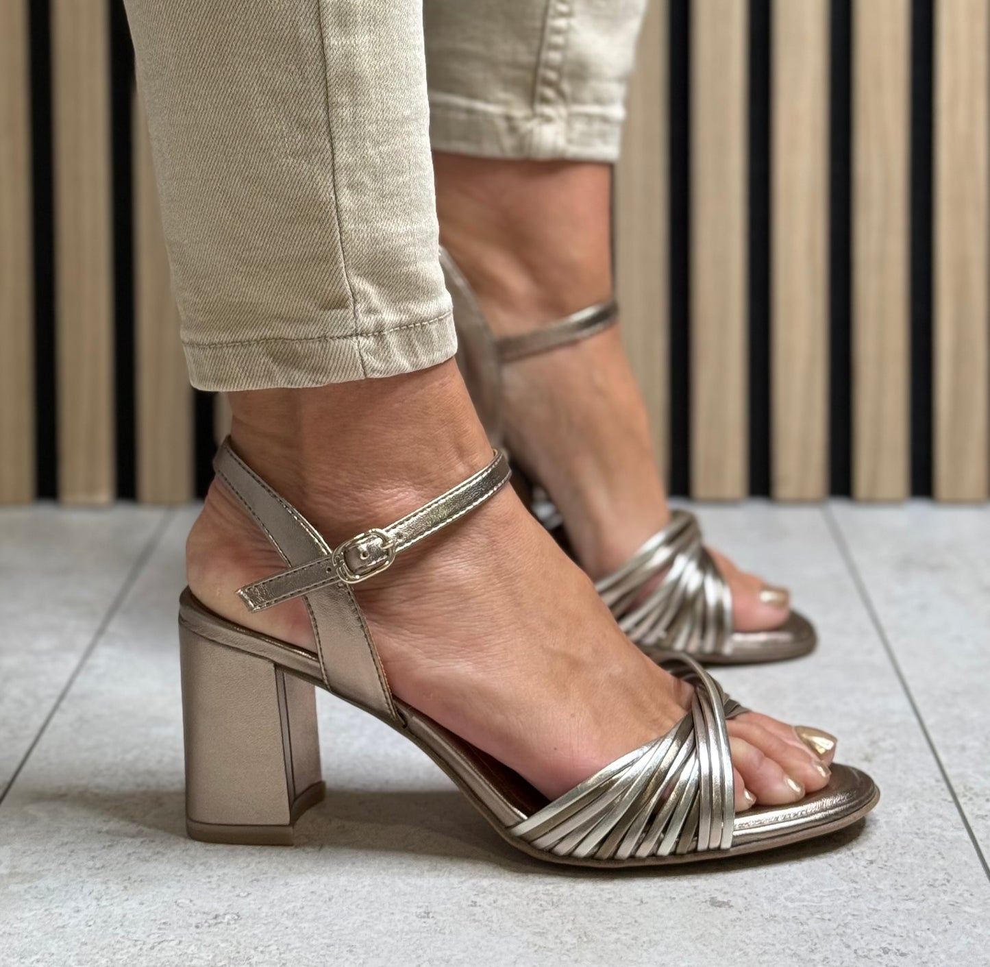 Tamaris - Bronze Combo Block Heel Sandal