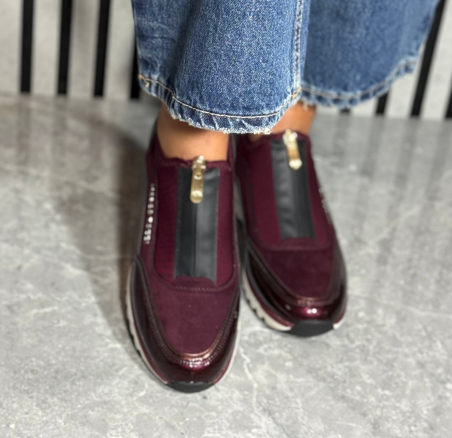 Marco Tozzi - Mulberry Front Zip Wedge Trainer