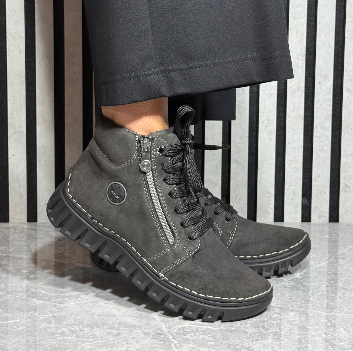 Rieker - Grey Casual Double Zip Boot