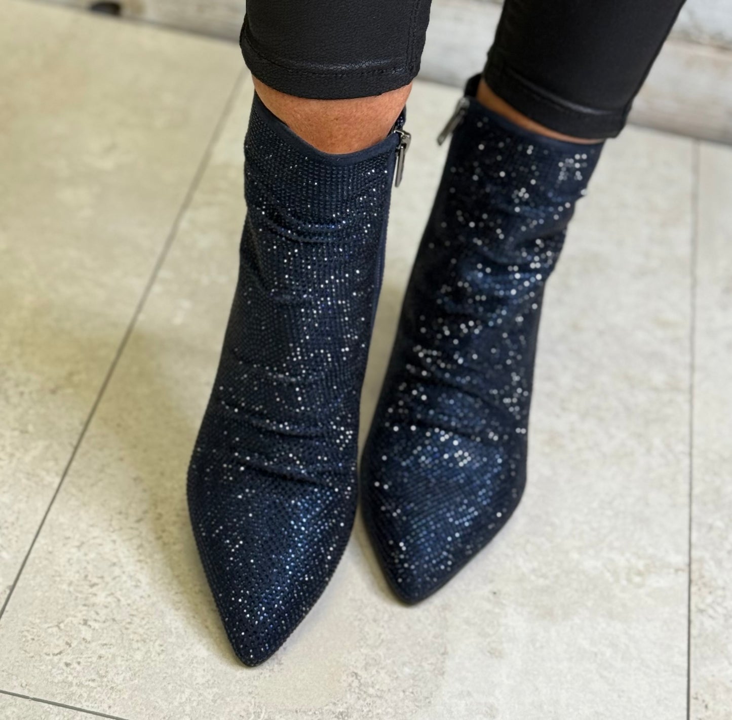 Una Healy - 'Piano Picker' Midnight Sparkle Heel Boot