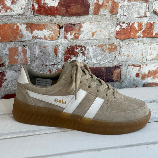 Gola - 'Grandslam’ Bone/Off White/Gum Leather Trainer