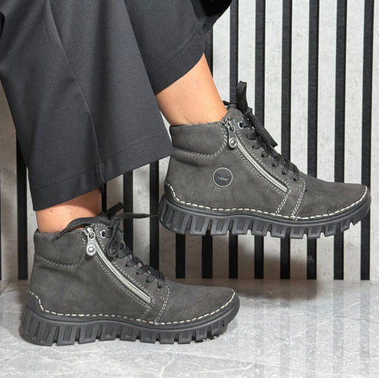 Rieker - Grey Casual Double Zip Boot