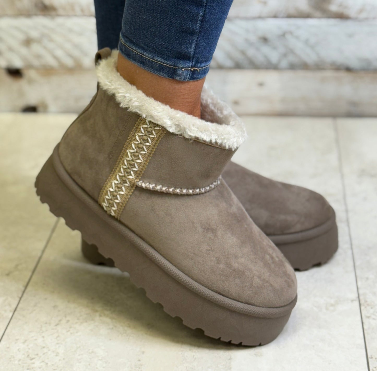 Tom Tailor - Taupe Detailed Platform Boot