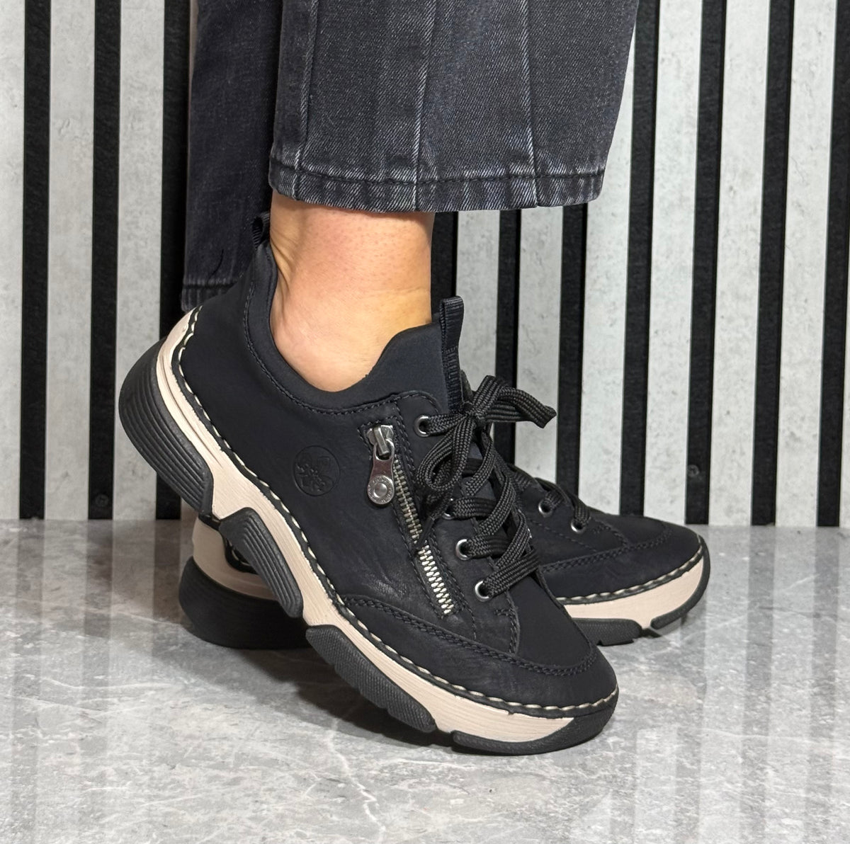 Rieker - Black Slip On Trainer