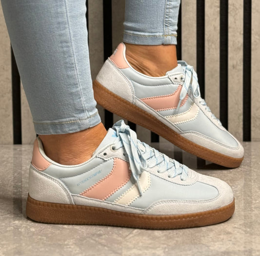 Xti - Powder Blue/Baby Pink Gum Sole Trainer (145052)