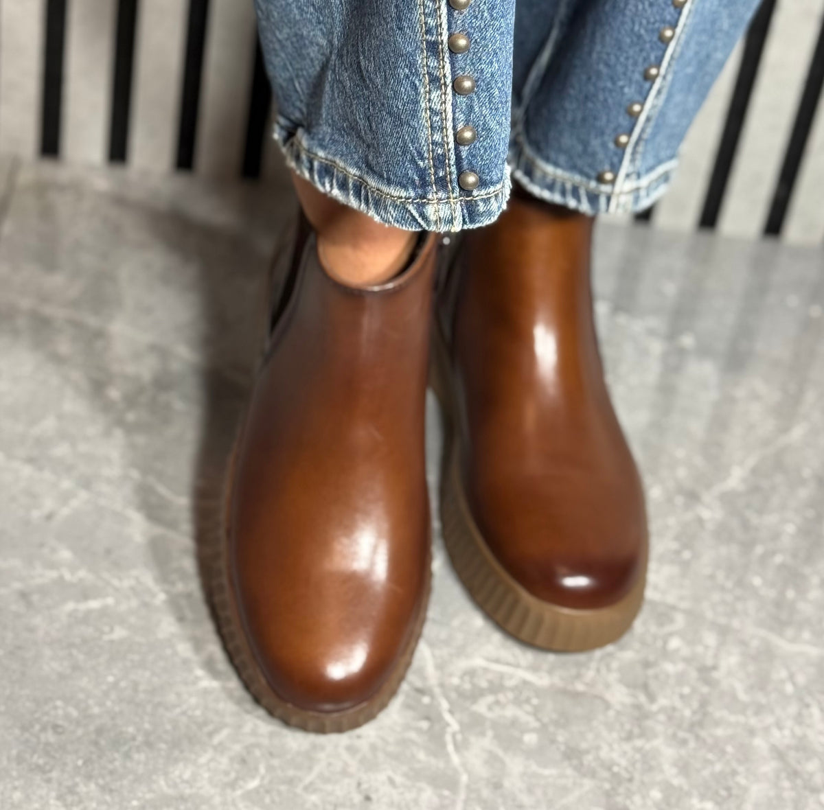 Tamaris Comfort - Cognac Leather Gum Sole Boot
