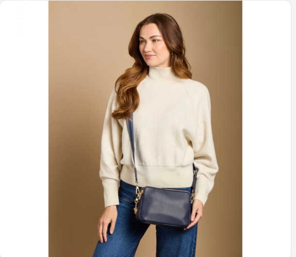 Alice Wheeler - Kensington Navy Double Zip Crossbody