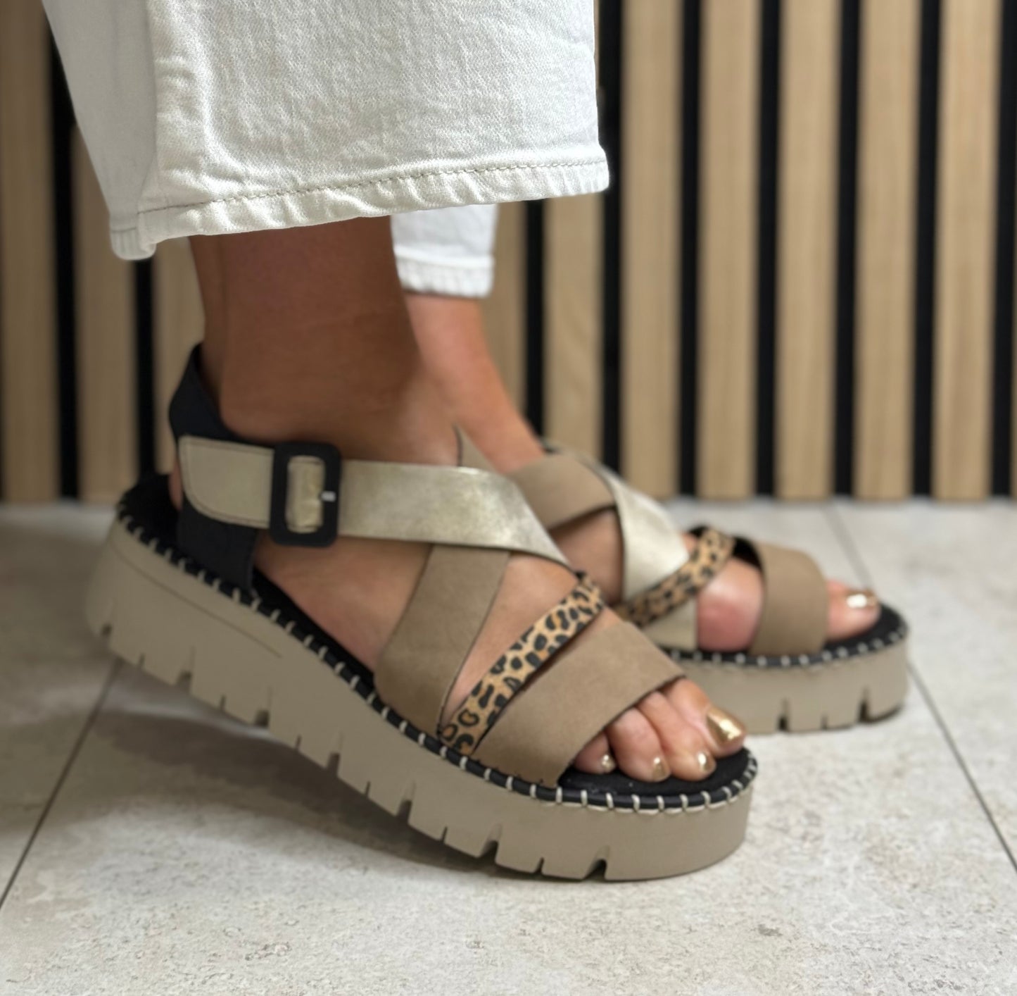 Rieker - Black/Animal Combo Platform Sandal