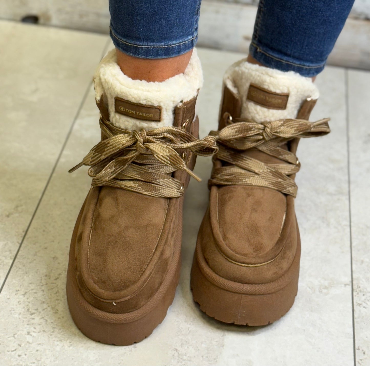 Tom Tailor - Tan Lined Platform Boot