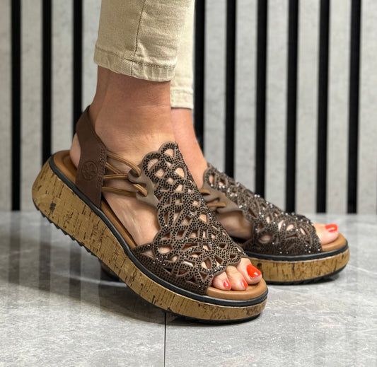 Rieker - Brown Detailed Sandal